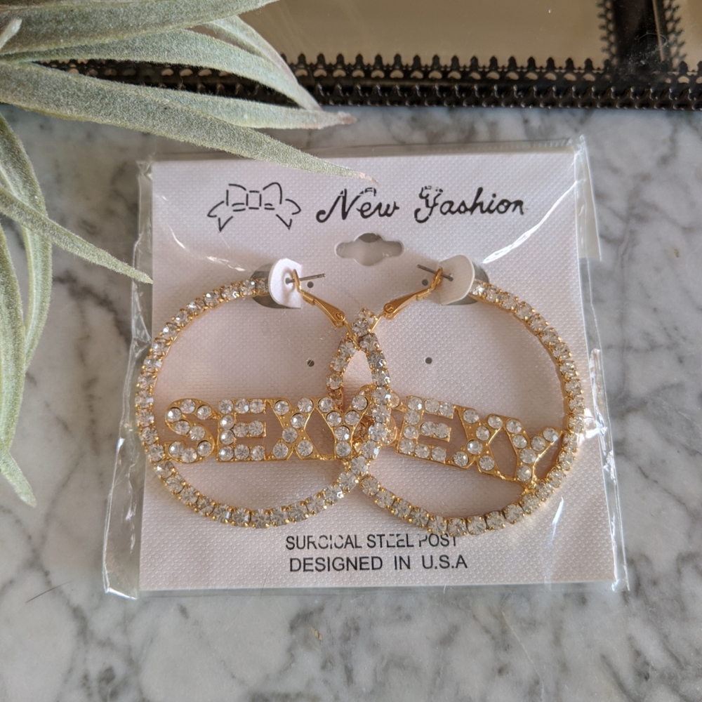 Gold colored earrings surgical steel post NWT
